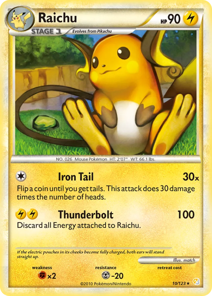 Raichu #10 HeartGold & SoulSilver Pokemon card