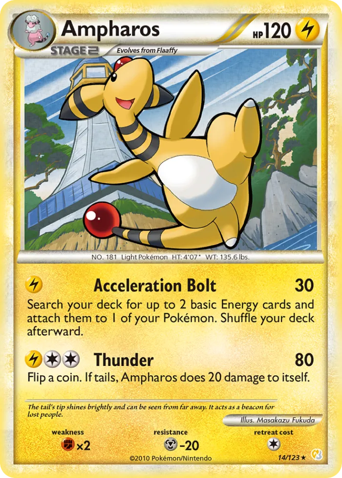 Ampharos #14 HeartGold & SoulSilver Pokemon card