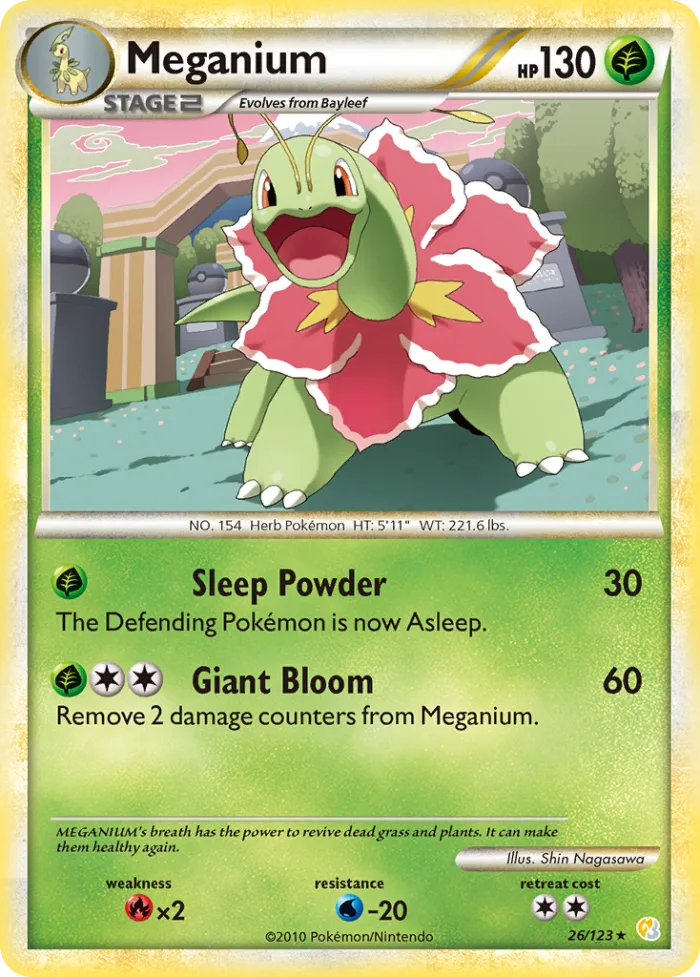 Meganium #26 HeartGold & SoulSilver Pokemon card