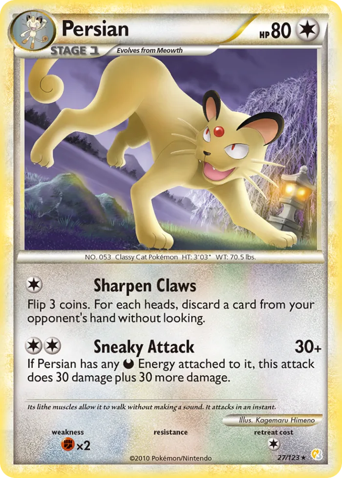 Persian #27 HeartGold & SoulSilver Pokemon card