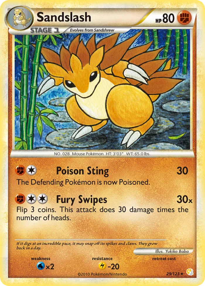 Sandslash #29 HeartGold & SoulSilver Pokemon card