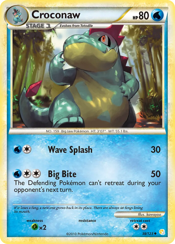 Croconaw #38 HeartGold & SoulSilver Pokemon card