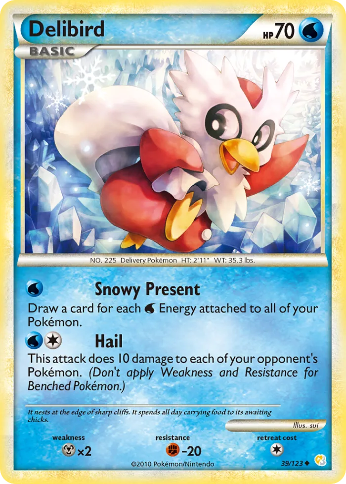 Delibird #39 HeartGold & SoulSilver Pokemon card