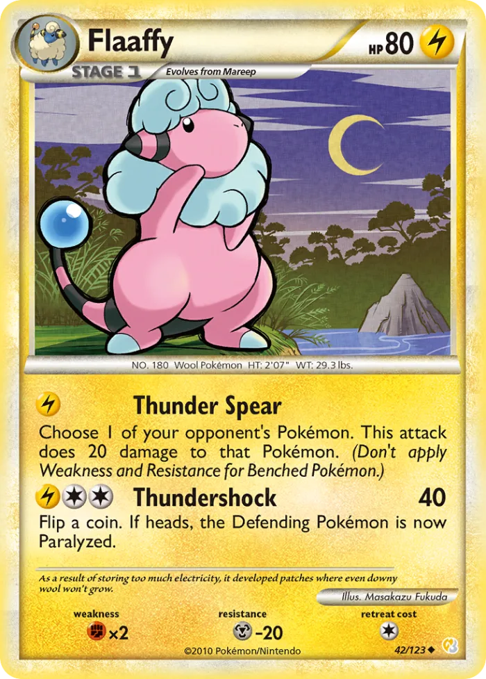 Flaaffy #42 HeartGold & SoulSilver Pokemon card