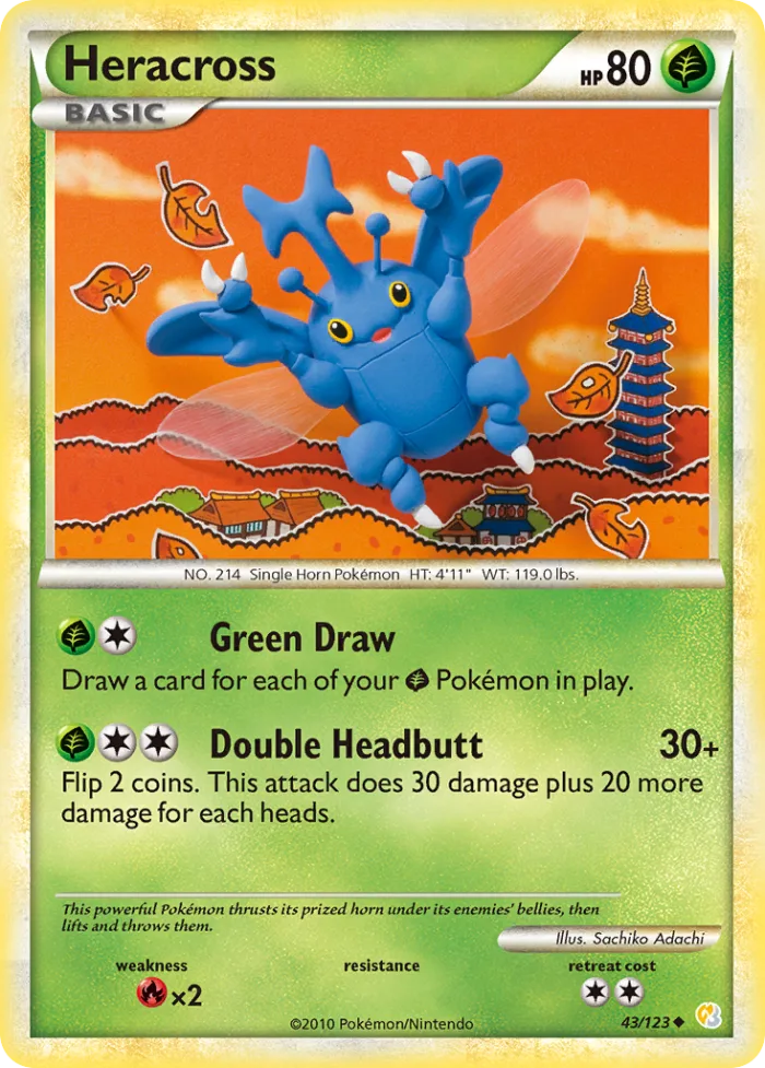Heracross #43 HeartGold & SoulSilver Pokemon card