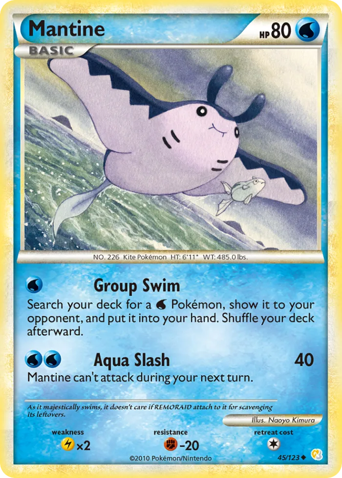 Mantine #45 HeartGold & SoulSilver Pokemon card