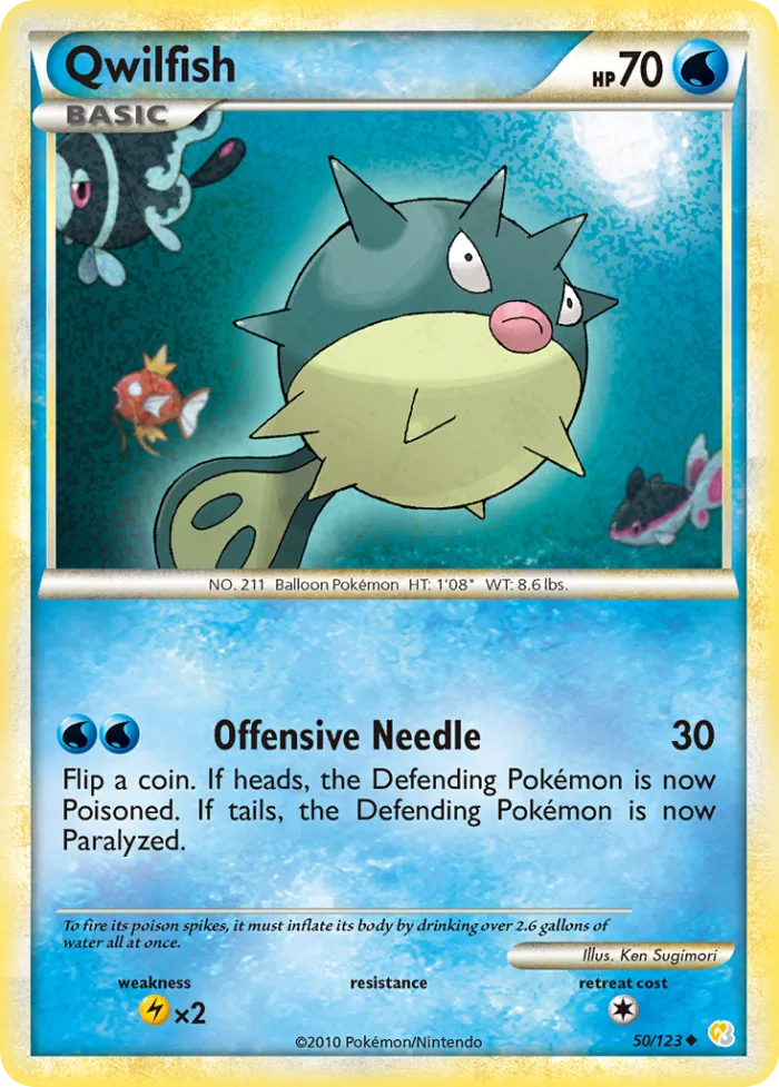 Qwilfish #50 HeartGold & SoulSilver Pokemon card