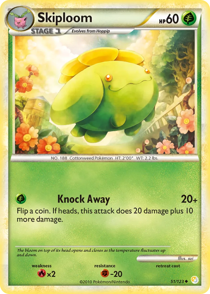 Skiploom #51 HeartGold & SoulSilver Pokemon card
