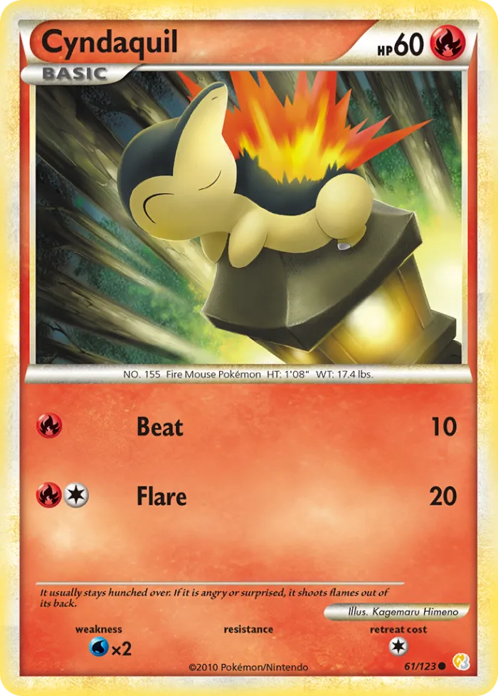 Cyndaquil #61 HeartGold & SoulSilver Pokemon card