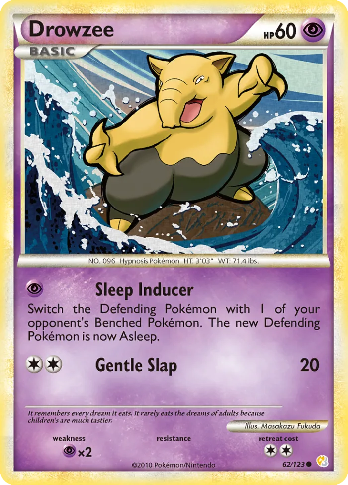 Drowzee #62 HeartGold & SoulSilver Pokemon card