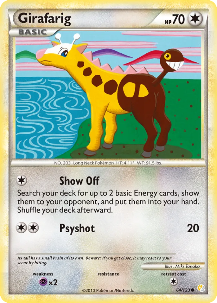 Girafarig #64 HeartGold & SoulSilver Pokemon card