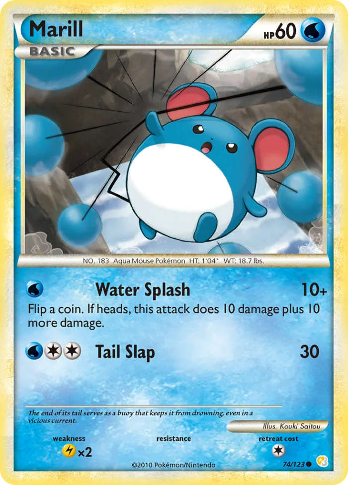 Marill #74 HeartGold & SoulSilver Pokemon card