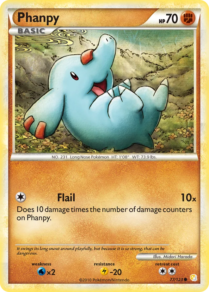 Phanpy #77 HeartGold & SoulSilver Pokemon card
