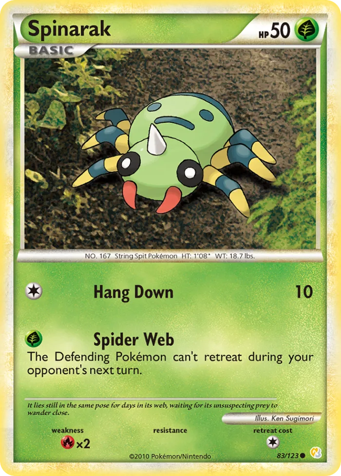 Spinarak #83 HeartGold & SoulSilver Pokemon card