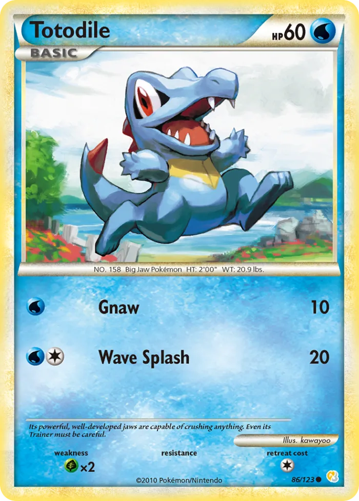 Totodile #86 HeartGold & SoulSilver Pokemon card
