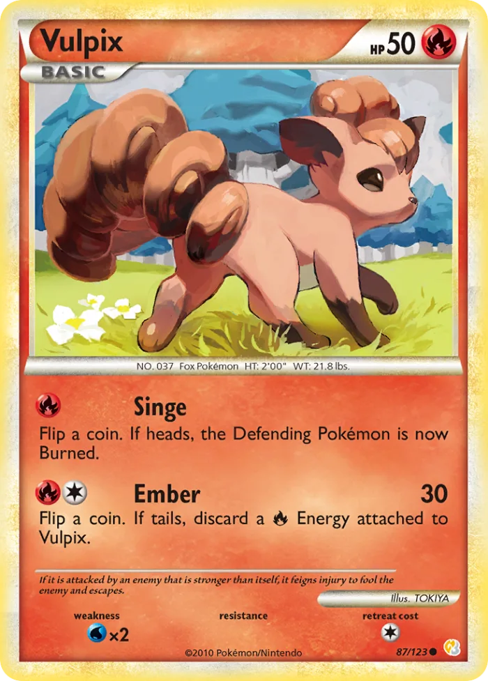 Vulpix #87 HeartGold & SoulSilver Pokemon card