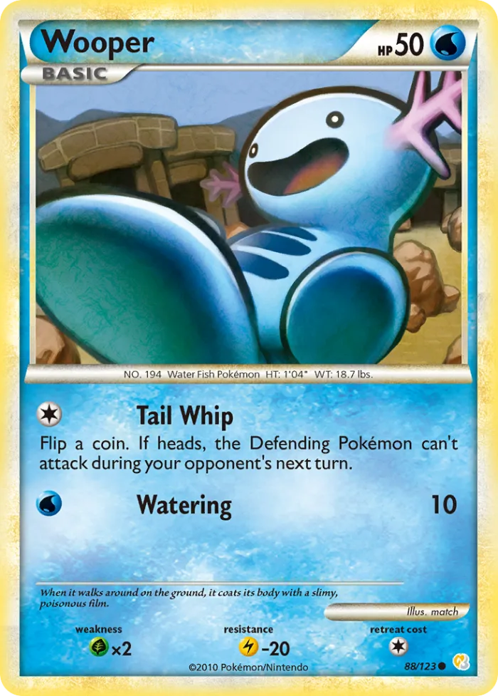 Wooper #88 HeartGold & SoulSilver Pokemon card