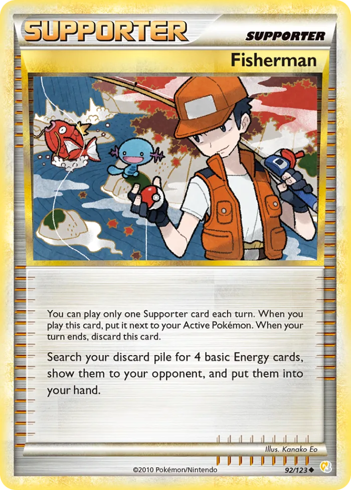 Fisherman #92 HeartGold & SoulSilver Pokemon card