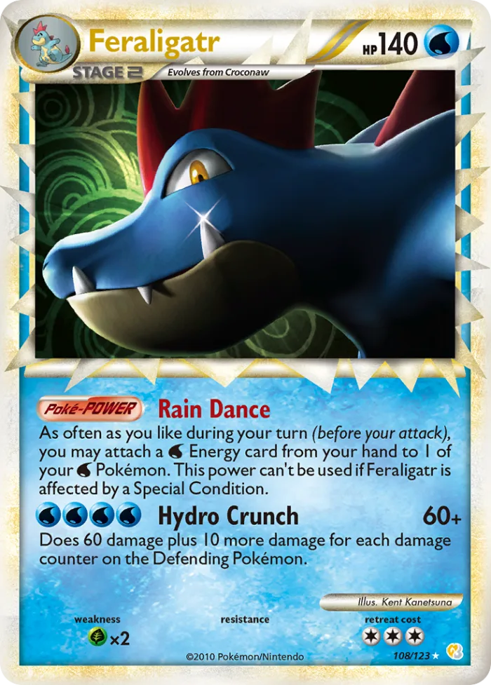 Feraligatr #108 HeartGold & SoulSilver Pokemon card