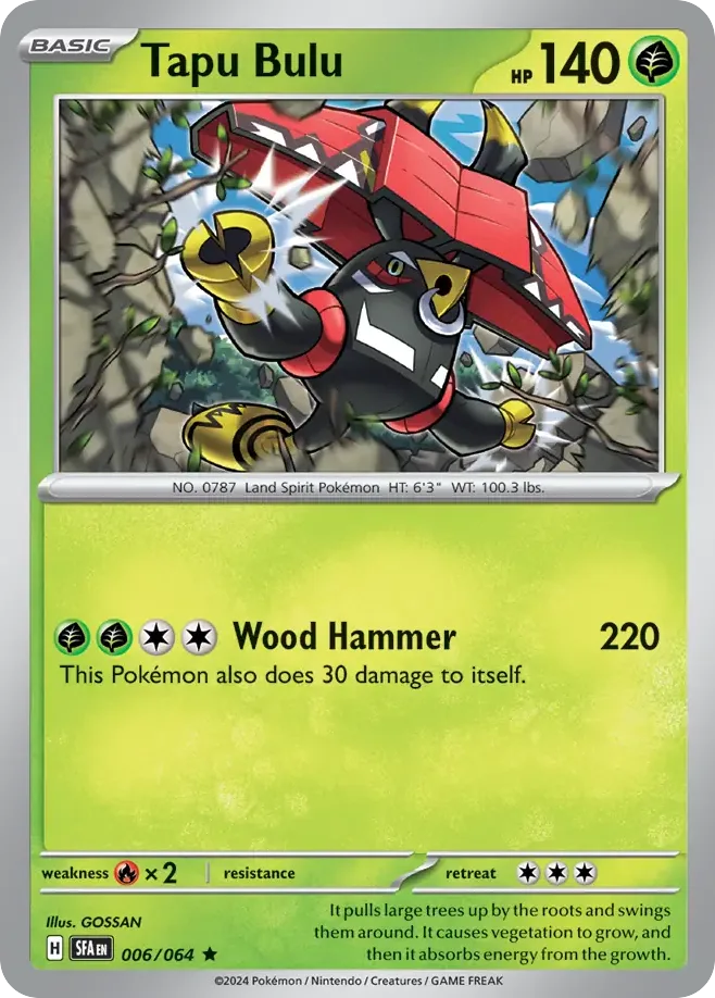 Tapu Bulu #6 Shrouded Fable Pokemon card