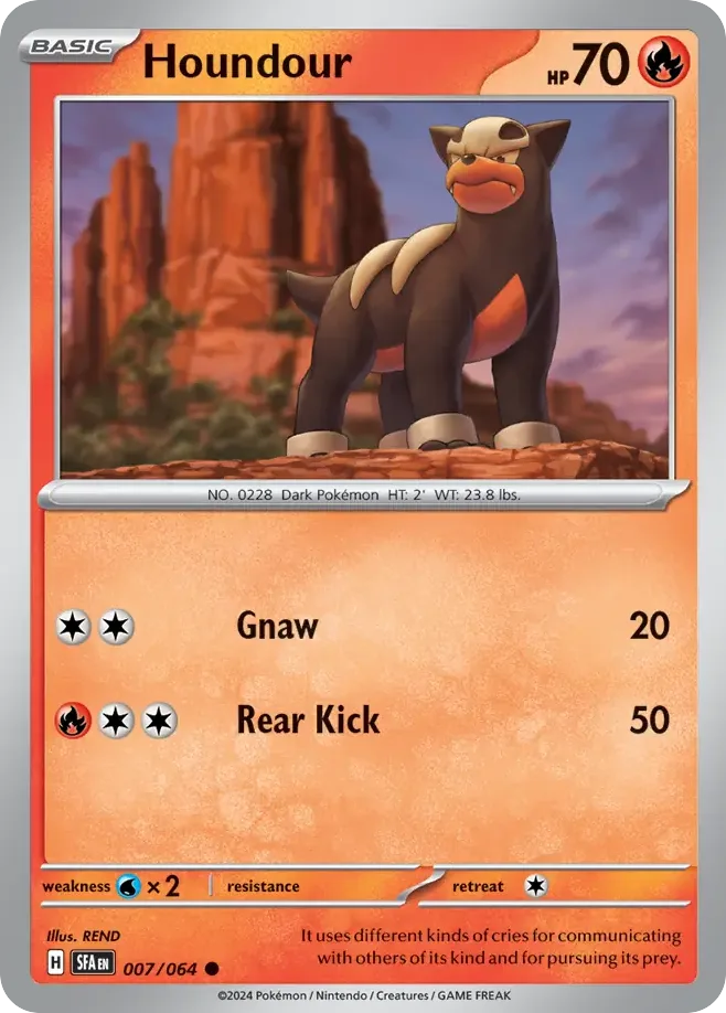 Houndour #7 Shrouded Fable Pokemon card