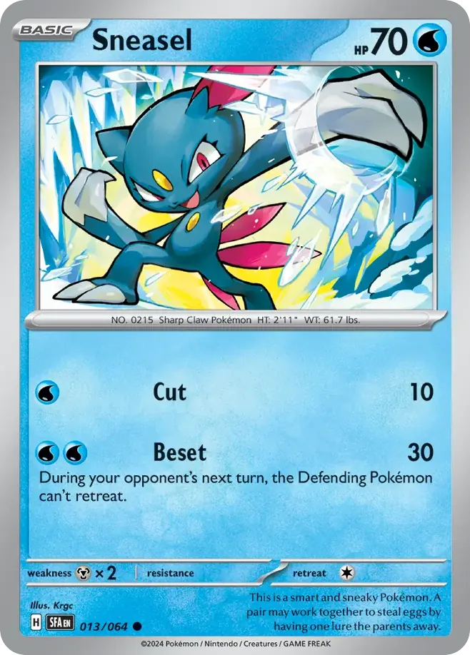 Sneasel #13 Shrouded Fable Pokemon card