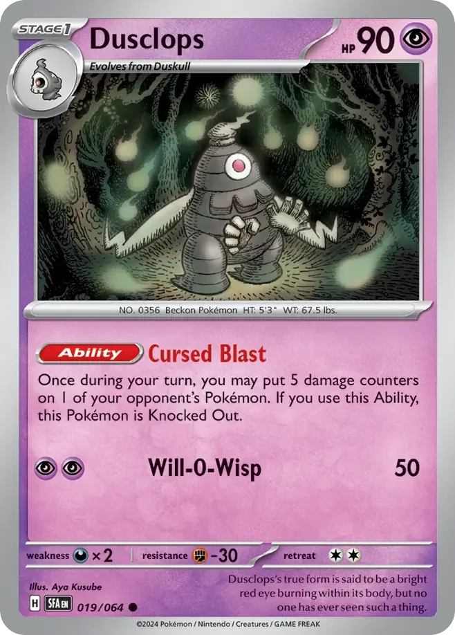 Dusclops #19 Shrouded Fable Pokemon card