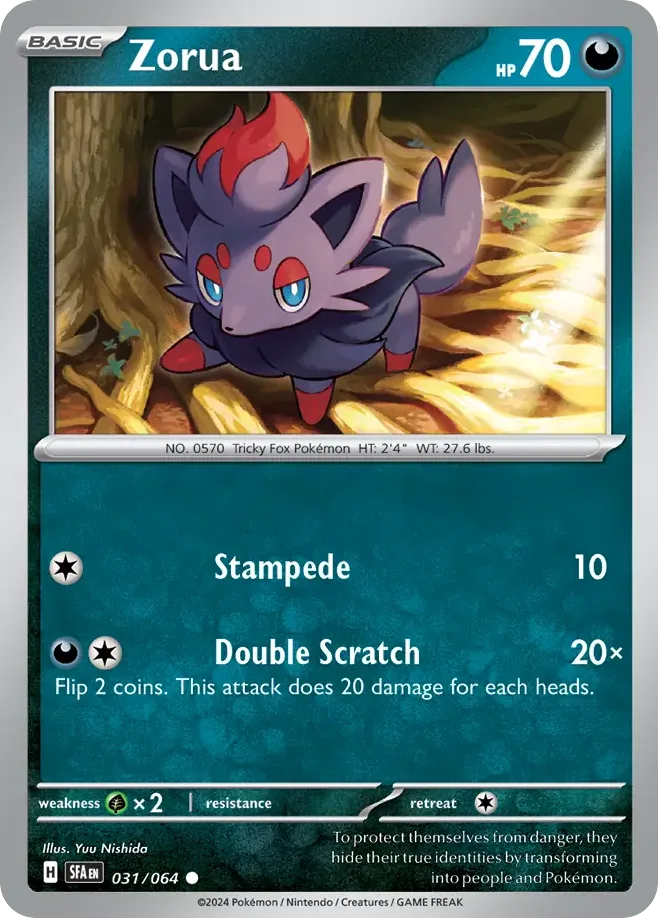 Zorua #31 Shrouded Fable Pokemon card