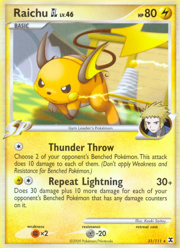 Raichu GL #31 Rising Rivals Pokemon card