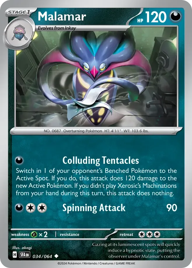 Malamar #34 Shrouded Fable Pokemon card