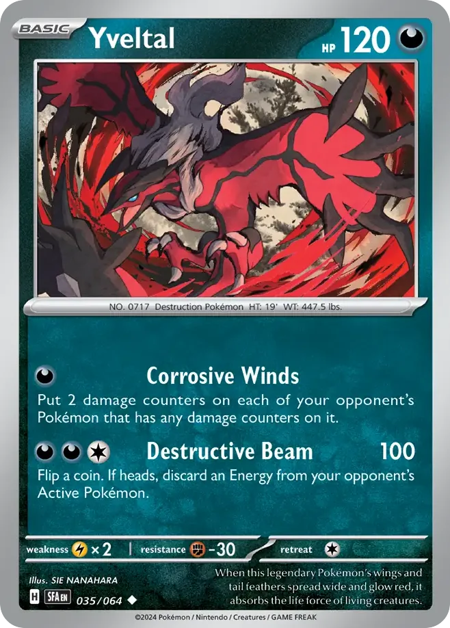 Yveltal #35 Shrouded Fable Pokemon card