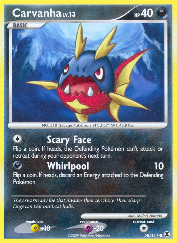 Carvanha #58 Rising Rivals Pokemon card