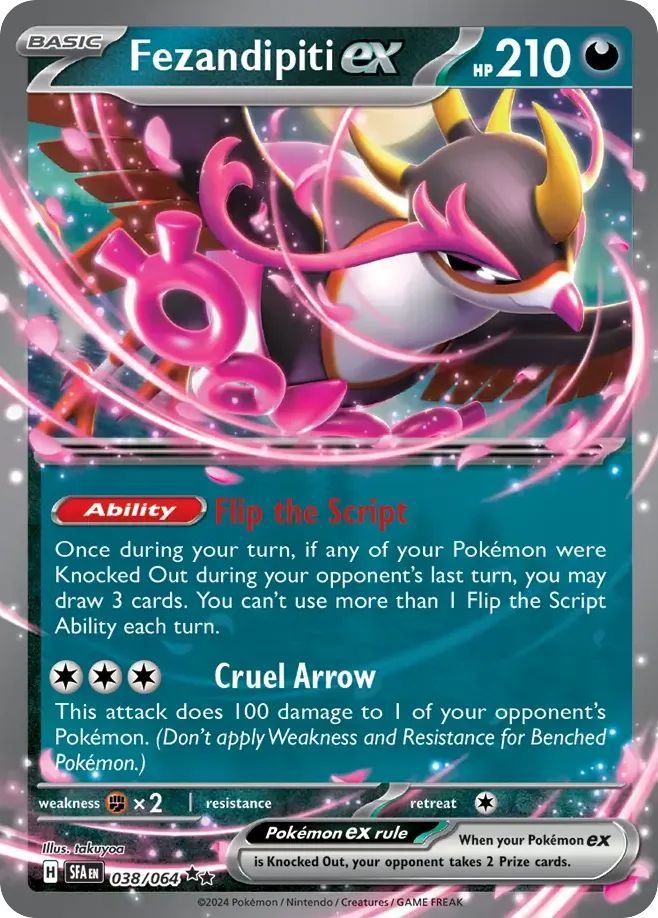 Fezandipiti ex #38 Shrouded Fable Pokemon card