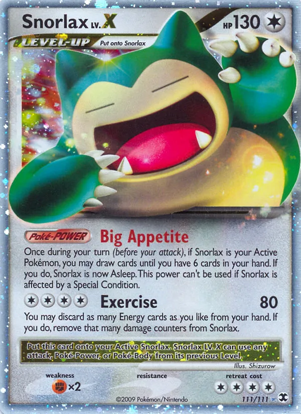 Snorlax LV.X #111 Rising Rivals Pokemon card