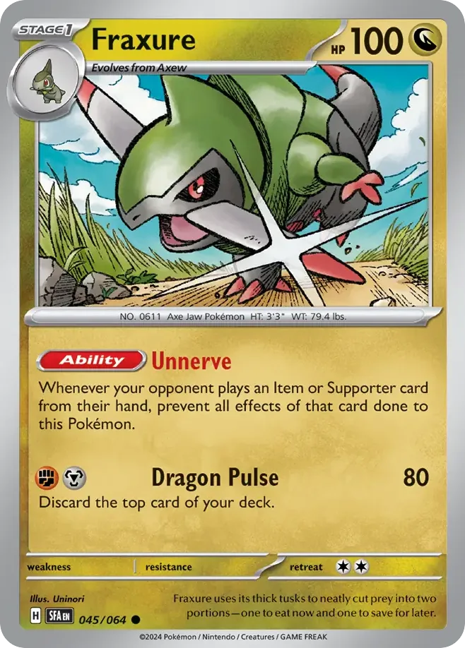 Fraxure #45 Shrouded Fable Pokemon card