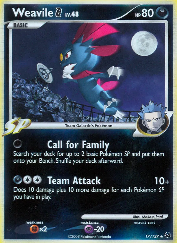 Weavile G #17 Platinum Pokemon card