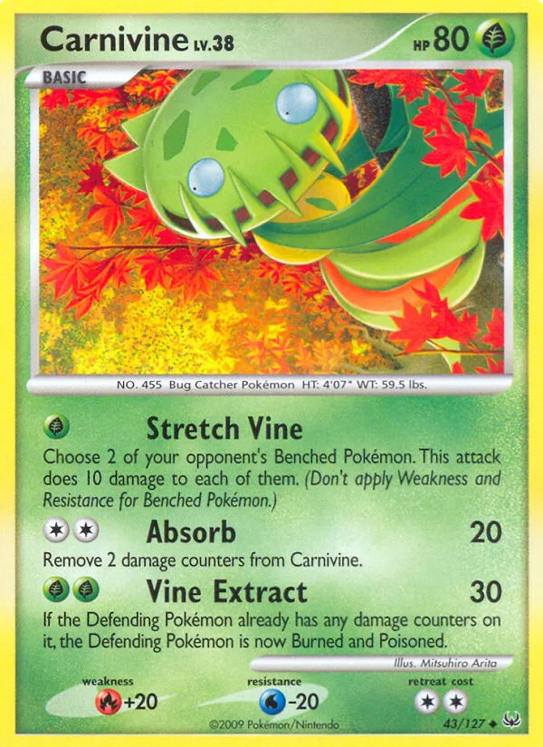 Carnivine #43 Platinum Pokemon card