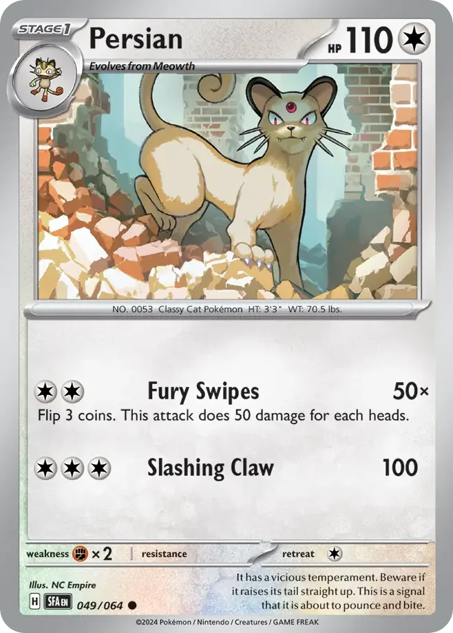 Persian #49 Shrouded Fable Pokemon card
