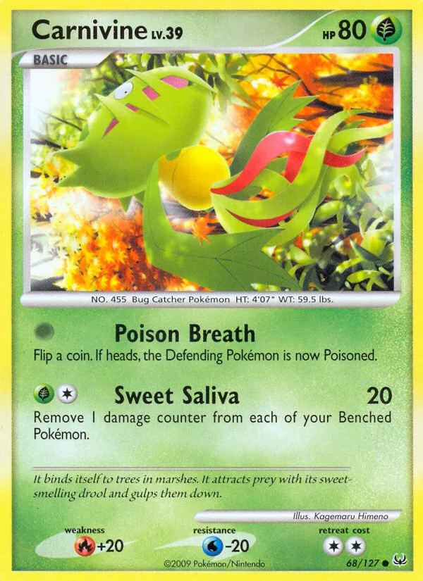 Carnivine #68 Platinum Pokemon card