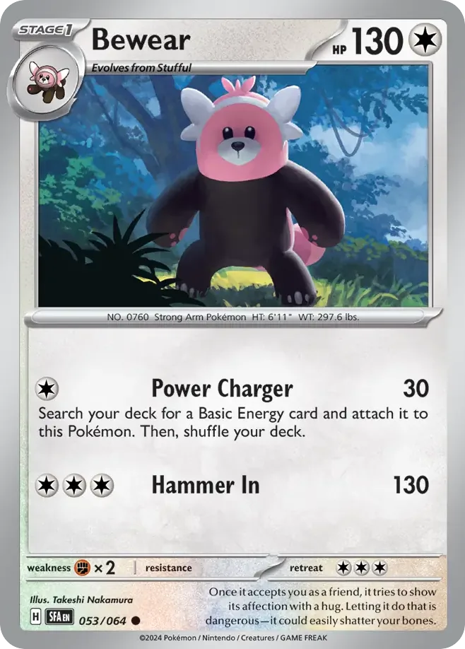 Bewear #53 Shrouded Fable Pokemon card