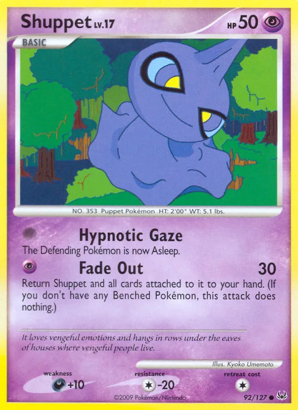Shuppet #92 Platinum Pokemon card