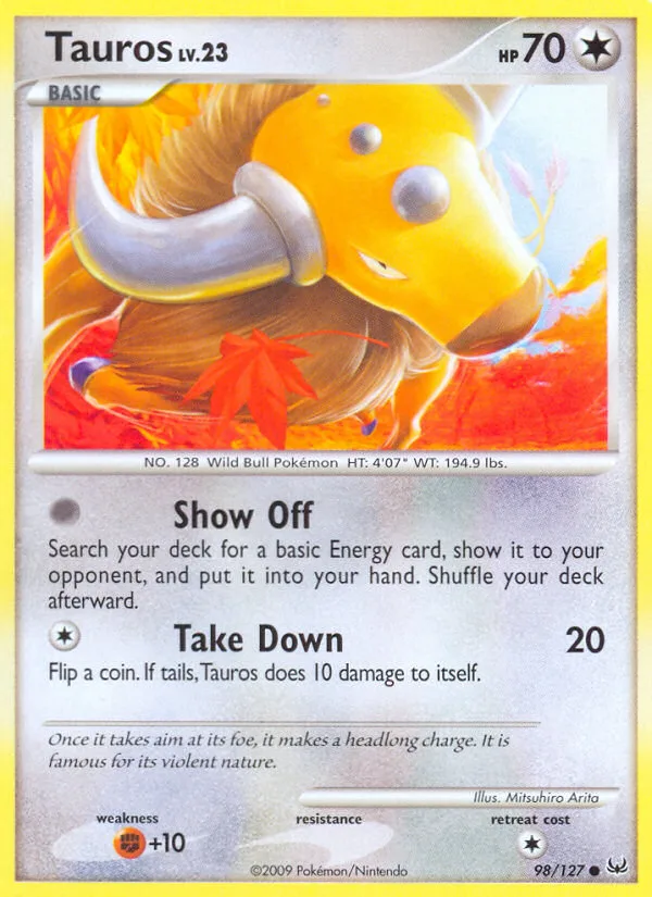 Tauros #98 Platinum Pokemon card