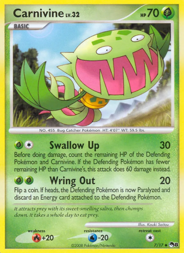 Carnivine #7 POP Series 8 Pokemon card