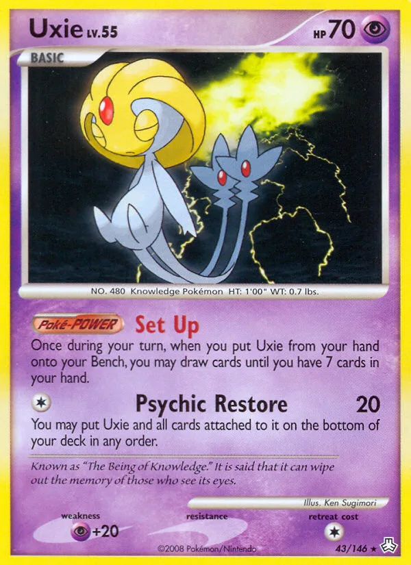 Uxie #43 Legends Awakened Pokemon card