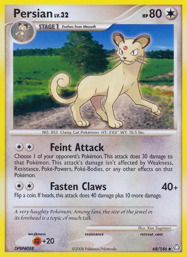 Persian #68 Legends Awakened Pokemon card