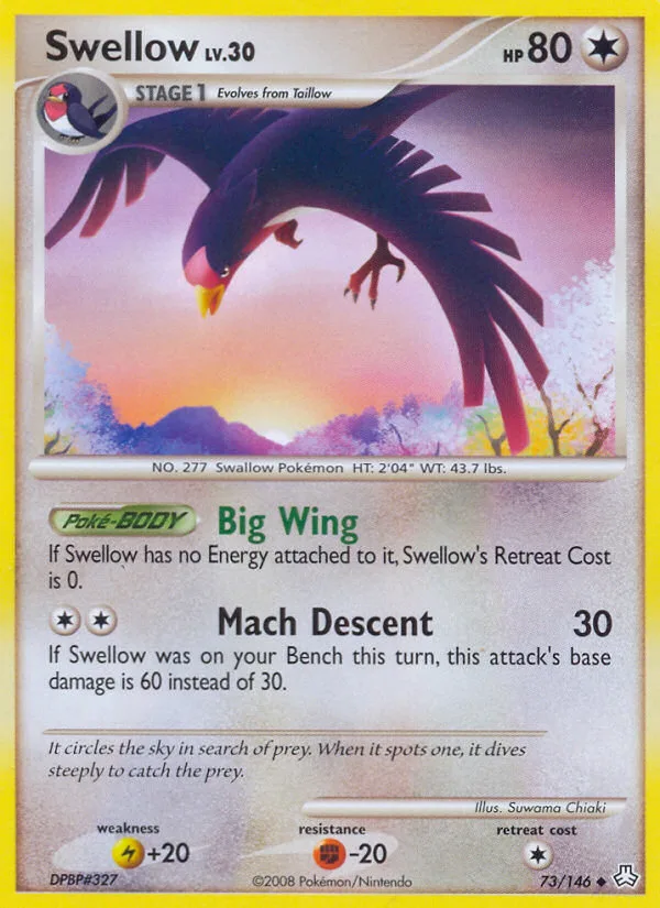 Swellow #73 Legends Awakened Pokemon card