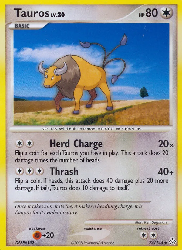 Tauros #74 Legends Awakened Pokemon card