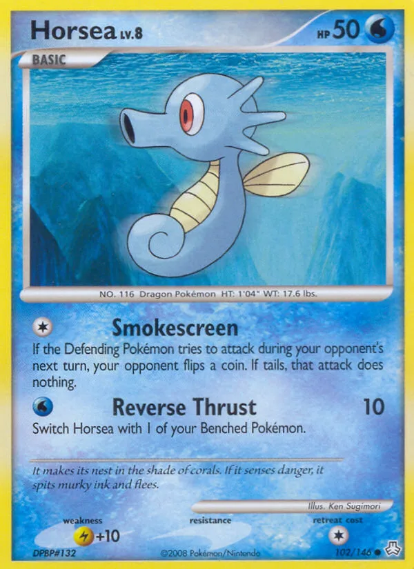 Horsea #102 Legends Awakened Pokemon card