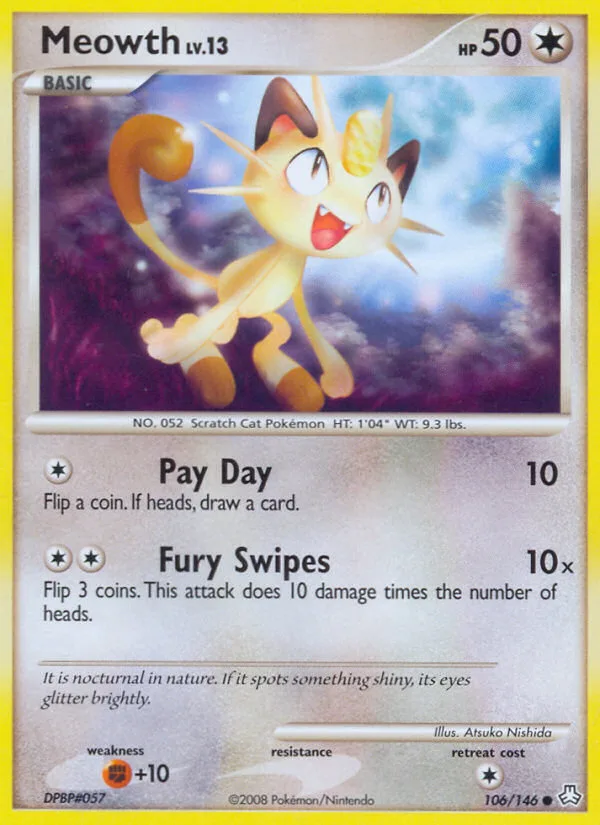 Meowth #106 Legends Awakened Pokemon card