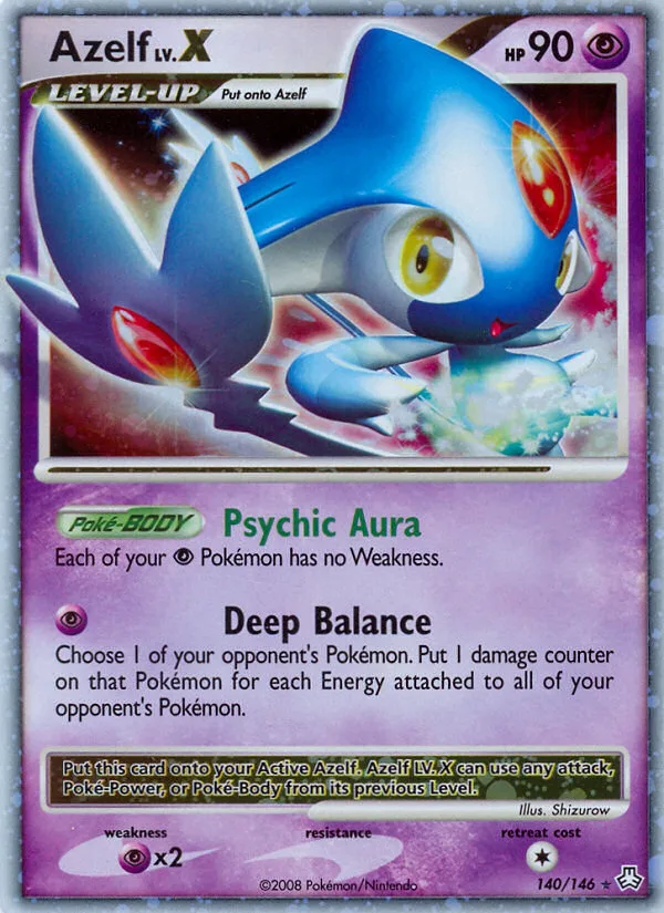 Azelf LV.X #140 Legends Awakened Pokemon card